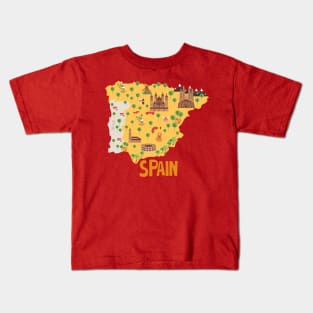 Spain Illustrated Map Kids T-Shirt